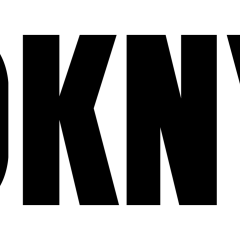Logo DKNY. Ta firma, znana z nowoczesnego stylu, oferuje odzież i akcesoria.