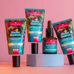 Zestaw kosmetyków Orientana "Hello Daktyl" – naturalne sposoby na pielęgnację twarzy. Kremy i serum z tropikalnymi motywami.