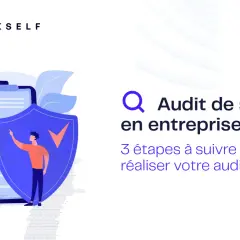 Un auditeur sécurité informatique analyse les risques. Illustration d'un audit d'entreprise avec un bouclier et une checklist.