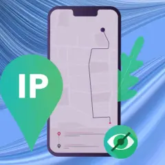 Icono de ubicación con "IP" y un ojo tachado, sugiriendo la acción de bloquear una IP para proteger la privacidad.