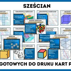 Wzór na pole powierzchni sześcianu to P = 6a². Przykład: dla a=3, P=54 cm².