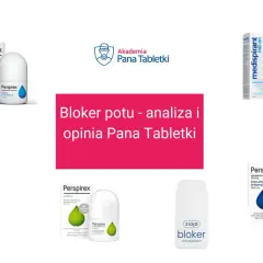 Różne antyperspiranty, w tym Perspirex i Medispirant, prezentowane jako najskuteczniejszy bloker potu. Analiza i opinia Pana Tabletki.