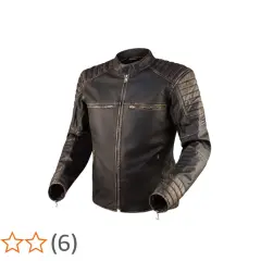 Czarna, postarzana kurtka motocyklowa Rebelhorn Hunter z zamkami i pikowanymi detalami. Idealna dla każdego łowcy przygód.