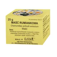 Maść rumiankowa Elissa 25g, z ekstraktem z rumianku. Idealna do pielęgnacji skóry, jak altabactin.