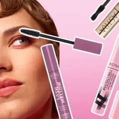 Vari tipi di mascara Astra per uno sguardo intenso: Lash Mellow per volume panoramico e #Instacurls per volume e incurvatura.