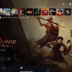 Nowy God of War: Sons of Sparta na ekranie PS5. Dwóch wojowników walczy z potworem.