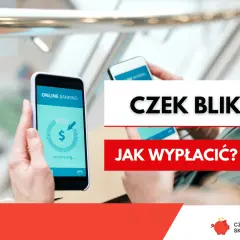 Dowiedz się, jak wypłacić czek BLIK. Na ekranie telefonu widać aplikację bankową z symbolem dolara i napisem "receiving...".