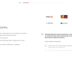 Wybór banku, zaznaczony mBank. Proces weryfikacji tożsamości w ramach millenium 360.