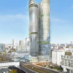 Wizualizacja nowoczesnych wieżowców w centrum Warszawy. Czy spółka Srebrna nadal planuje budowę wieżowca w tym miejscu?