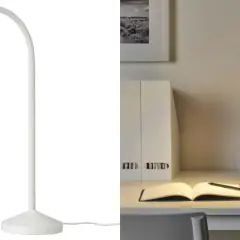 Lámpara de escritorio blanca con brazo flexible, ideal para iluminar tu espacio de estudio. Un flexo grande y funcional.