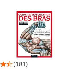 Couverture du livre "Guide de musculation des bras" montrant un bras musclé anatomique.