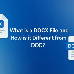 Ikona pliku DOCX obok ikony DOC. Pytanie brzmi: "Czym jest plik DOCX i czym różni się od DOC?".