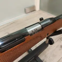 Elegancka wiatrówka Air Arms TX200 z drewnianą osadą, zdobioną grawerem smoka. Precyzja i styl w każdym detalu.
