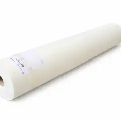 Biały abizol w rolce, z etykietą z oznaczeniem DH120 K. Materiał budowlany do izolacji.