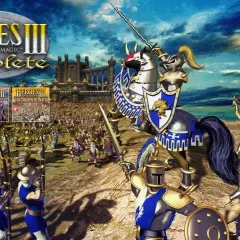 Rycerz na koniu prowadzi armię do bitwy w grze Heroes III of Might and Magic.