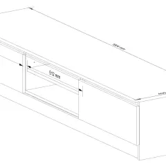 Rysunek techniczny szafki RTV. Wymiary: 1604x400x334 mm. Wysokość szafki RTV to 334 mm.