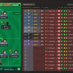 Taktyka 4-2-2-2 AFN z zawodnikami: Sato, Masukake, Koizumi, Tsuruta, Hikida, Takuto Kimura, Yamaguchi, Ogawa, Morishita, Yoshinaga i Tsuji.