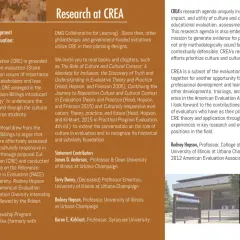 CREA's research agenda explores culturally responsive evaluation, a key area within their art programs.