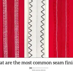 Various seam finishes are shown, demonstrating how to hand sew a seam for a neat edge.