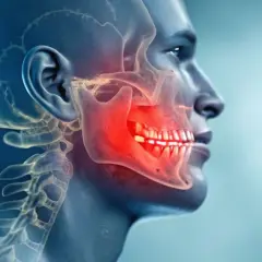 Zanik kości szczęki, spowodowany nowotworem, uwidoczniony na modelu anatomicznym.