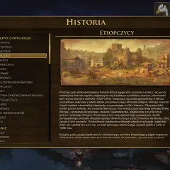 Zrzut ekranu z gry Age of Empires 3: Definitive Edition, przedstawiający menu encyklopedii z cywilizacją Etiopczyków.
