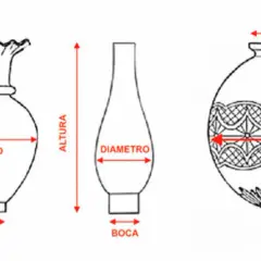 Ilustraciones de tulipas para lámparas, mostrando altura, diámetro y boca.