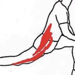 Illustration d'un homme en position d'étirement, mettant en évidence l'exercice hanche.