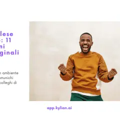 Uomo esultante, pronto a imparare espressioni colloquiali inglesi per il lavoro.