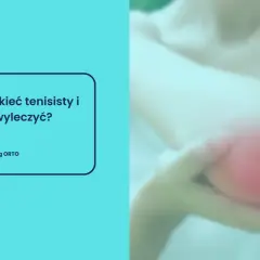 Ból łokcia tenisisty? Na zdjęciu widać zaczerwieniony łokieć, a po lewej stronie tekst: "Czym jest łokieć tenisisty i jak go wyleczyć?".