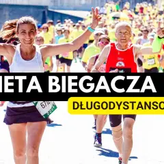 Uśmiechnięci biegacze na trasie maratonu. Klucz do sukcesu? Dieta biegacza długodystansowego.