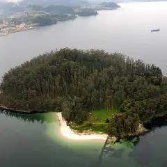 Isla de Tambo, una joya verde rodeada de aguas tranquilas. Un pequeño paraíso con una playa de arena blanca y un bosque frondoso.
