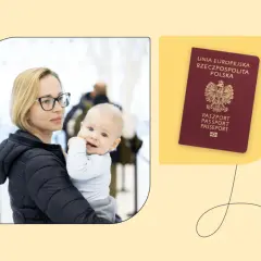 Kobieta z dzieckiem i polski paszport. Dowiedz się, ile kosztuje paszport dla dziecka, aby zaplanować podróż.