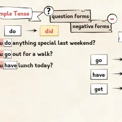 Schema sul Past Simple Tense: "did" per le domande, "went" quando si usa "go".