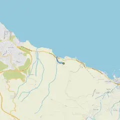Mapa Ocho Rios, Jamajka. Idealne miejsce na jamajka wakacje, z drogami, rzekami i punktami orientacyjnymi jak Yard Spring Cave.