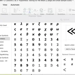 Finestra "Visualizzatore caratteri" in Excel, con la sezione "Simboli matematici" attiva, utile per come vedere la versione di Excel.