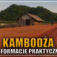 Krajobraz Kambodży z chatką i drogą. Planujesz loty do Kambodży? Znajdź praktyczne informacje.