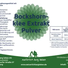 Bockshornklee Extrakt Pulver: 2 Messlöffel (500 mg) täglich in Flüssigkeit einnehmen. Enthält 100 Tagesportionen.