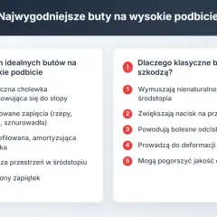 Idealne buty na wysokie podbicie: elastyczna cholewka, regulowane zapięcia, amortyzująca wkładka, przestrzeń w śródstopiu i obniżony zapiętek.