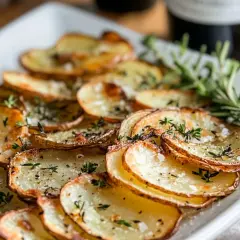 Krispiga potatis i ugn, toppade med färska örter och flingsalt. En perfekt sidorätt som passar till det mesta.