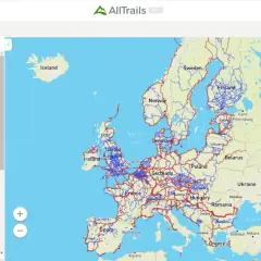 Mapa Europy z zaznaczonymi szlakami rowerowymi. Możesz zaplanować własne trasy rowerowe.