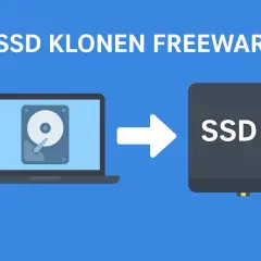 Illustration zeigt, wie man mit **m.2 SSD klonen freeware** Daten von einer Festplatte auf eine SSD überträgt.