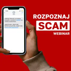 Rozpoznaj scam! Na ekranie telefonu wiadomość o rzekomej niedopłacie za przesyłkę i link do zapłaty.