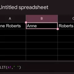 Foglio di calcolo: come separare nome e cognome su Excel usando la funzione SPLIT.