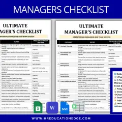 A manager's checklist for operational excellence and team success, detailing duties and frequency. Editable and printable.
