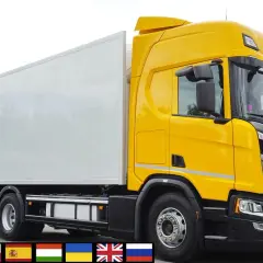 Żółta Scania R z białą naczepą chłodnią, gotowa do dalekich podróży.