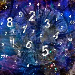 Un reloj cósmico con números flotantes, como si alguien pudiera soñar con números y verlos manifestarse en el universo.