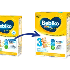 Dwa opakowania mleka modyfikowanego Bebiko: dla niemowląt od 6. miesiąca życia (nr 2) i dla dzieci powyżej 1. roku życia (nr 3). Instrukcja jak przygotować mleko modyfikowane jest na opakowaniach.