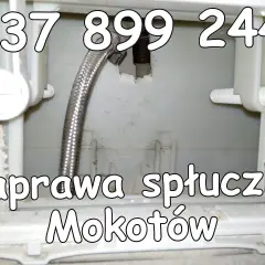 Naprawa spłuczki podtynkowej. Widać wnętrze mechanizmu, gdzie leci woda. Telefon 737 899 244.