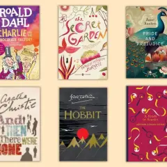 Sei libri classici per chi ama leggere in inglese: Charlie e la fabbrica di cioccolato, Il giardino segreto, Orgoglio e pregiudizio, E poi non rimase nessuno, Lo Hobbit, Uno studio in rosso.