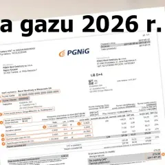 Fragment faktury za gaz z widocznym tekstem "Cena gazu 2026 r." i danymi rozliczeniowymi.